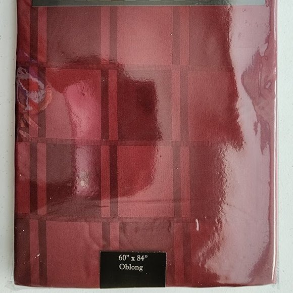 Wine Red Tablecloth Stainproof Dimensions. Size: 60" x 84" Oblong. - Picture 6 of 6